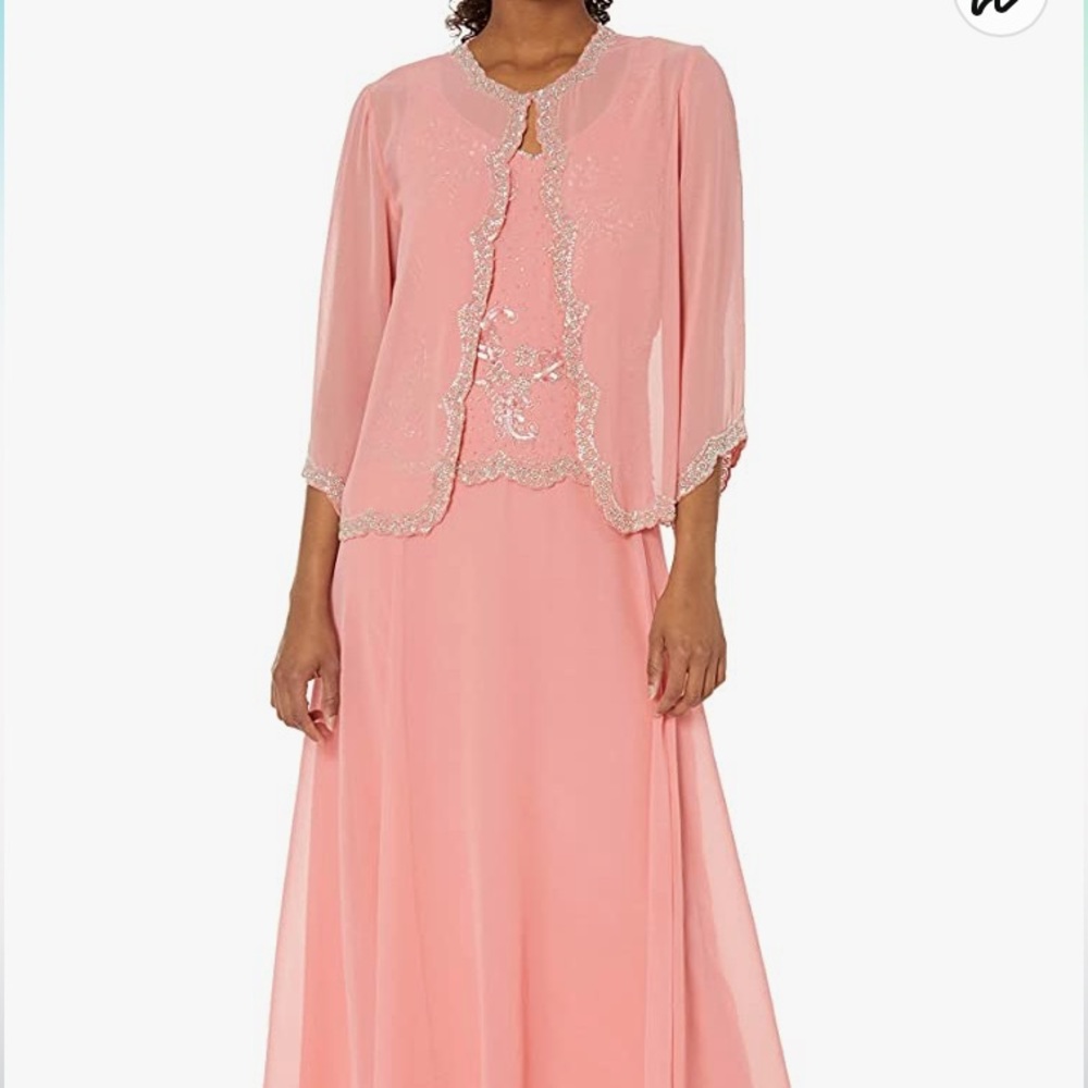 NWT JKARA, coral 2 piece beads/sequence detailed evening gown size 24W.